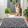 imageOLANLY Indoor Door Mat 32x20 Inch Dirt Resistant and Absorbent NonSlip Rubber Backing Floor Mats Easy Clean LowProfile Doormat for Entryway Front Door and Inside Entrance KhakiBlack