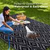 imageOLANLY Outdoor Rug 5x8 ft Waterproof Outdoor Plastic Straw Rug with Geometric Pattern Clearance Reversible RV Mat for Patio Camping Balcony Deck Backyard Black ampamp WhiteBlack  Grey