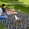 imageOLANLY Outdoor Rug 5x8 ft Waterproof Outdoor Plastic Straw Rug with Geometric Pattern Clearance Reversible RV Mat for Patio Camping Balcony Deck Backyard Black ampamp WhiteBlack  White