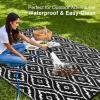 imageOLANLY Outdoor Rug 5x8 ft Waterproof Outdoor Plastic Straw Rug with Geometric Pattern Clearance Reversible RV Mat for Patio Camping Balcony Deck Backyard Black ampamp WhiteBlack  White