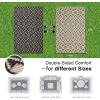 imageOLANLY Outdoor Rug 5x8 ft Waterproof Outdoor Plastic Straw Rug with Geometric Pattern Clearance Reversible RV Mat for Patio Camping Balcony Deck Backyard Black ampamp WhiteBlack  Beige