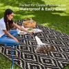 imageOLANLY Outdoor Rug 5x8 ft Waterproof Outdoor Plastic Straw Rug with Geometric Pattern Clearance Reversible RV Mat for Patio Camping Balcony Deck Backyard Black ampamp WhiteBlack  Beige