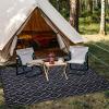imageOLANLY Outdoor Rug 5x8 ft Waterproof Outdoor Plastic Straw Rug with Geometric Pattern Clearance Reversible RV Mat for Patio Camping Balcony Deck Backyard Black ampamp WhiteBlack  Grey