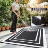 imageOLANLY Outdoor Rug 5x8 ft Waterproof Reversible Outdoor Plastic Straw Rug RV Mat Indoor Outdoor Carpet Clearance for Patio Camping Balcony Deck Backyard Grey ampamp WhiteBlack  White