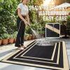 imageOLANLY Outdoor Rug 5x8 ft Waterproof Reversible Outdoor Plastic Straw Rug RV Mat Indoor Outdoor Carpet Clearance for Patio Camping Balcony Deck Backyard Grey ampamp WhiteBlack  Beige