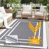 imageOLANLY Outdoor Rug 5x8 ft Waterproof Reversible Outdoor Plastic Straw Rug RV Mat Indoor Outdoor Carpet Clearance for Patio Camping Balcony Deck Backyard Grey ampamp WhiteGrey  White