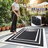 imageOLANLY Outdoor Rug 5x8 ft Waterproof Reversible Outdoor Plastic Straw Rug RV Mat Indoor Outdoor Carpet Clearance for Patio Camping Balcony Deck Backyard Grey ampamp WhiteBlack  White