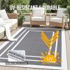 imageOLANLY Outdoor Rug 5x8 ft Waterproof Reversible Outdoor Plastic Straw Rug RV Mat Indoor Outdoor Carpet Clearance for Patio Camping Balcony Deck Backyard Grey ampamp WhiteGrey  White