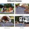 imageOLANLY Outdoor Rug Waterproof 5x8 ft Clearance Reversible Outdoor Plastic Straw Rug with Floral Pattern RV Mat for Patio Camping Balcony Deck Backyard Black ampamp WhiteNavy Blue  White