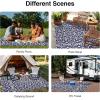 imageOLANLY Outdoor Rug Waterproof 5x8 ft Clearance Reversible Outdoor Plastic Straw Rug with Floral Pattern RV Mat for Patio Camping Balcony Deck Backyard Black ampamp WhiteNavy Blue  White