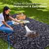 imageOLANLY Outdoor Rug Waterproof 5x8 ft Clearance Reversible Outdoor Plastic Straw Rug with Floral Pattern RV Mat for Patio Camping Balcony Deck Backyard Black ampamp WhiteBlack  Grey
