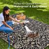imageOLANLY Outdoor Rug Waterproof 5x8 ft Clearance Reversible Outdoor Plastic Straw Rug with Floral Pattern RV Mat for Patio Camping Balcony Deck Backyard Black ampamp WhiteBlack  Beige