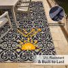 imageOLANLY Outdoor Rug Waterproof 5x8 ft Clearance Reversible Outdoor Plastic Straw Rug with Floral Pattern RV Mat for Patio Camping Balcony Deck Backyard Black ampamp WhiteBlack  Beige