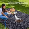 imageOLANLY Outdoor Rug Waterproof 5x8 ft Clearance Reversible Outdoor Plastic Straw Rug with Floral Pattern RV Mat for Patio Camping Balcony Deck Backyard Black ampamp WhiteBlack  Grey