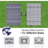 imageOLANLY Outdoor Rug Waterproof 5x8 ft Clearance Reversible Outdoor Plastic Straw Rug with Floral Pattern RV Mat for Patio Camping Balcony Deck Backyard Black ampamp WhiteNavy Blue  White