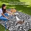 imageOLANLY Outdoor Rug Waterproof 5x8 ft Clearance Reversible Outdoor Plastic Straw Rug with Floral Pattern RV Mat for Patio Camping Balcony Deck Backyard Black ampamp WhiteBlack  White