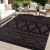 imageOLANLY Outdoor Rug Waterproof 6x9 ft Reversible Outdoor Plastic Straw Rug Boho Patio Rug Indoor Outdoor Carpet RV Mat Outside for Patio Camp Picnic Balcony Deck Backyard Black ampamp WhiteBlack  Brown
