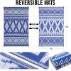 imageOLANLY Outdoor Rug Waterproof 6x9 ft Reversible Outdoor Plastic Straw Rug Boho Patio Rug Indoor Outdoor Carpet RV Mat Outside for Patio Camp Picnic Balcony Deck Backyard Black ampamp WhiteBlue  White