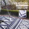 imageOLANLY Outdoor Rug Waterproof 6x9 ft Reversible Outdoor Plastic Straw Rug Boho Patio Rug Indoor Outdoor Carpet RV Mat Outside for Patio Camp Picnic Balcony Deck Backyard Black ampamp WhiteNavy Blue  White
