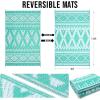 imageOLANLY Outdoor Rug Waterproof 6x9 ft Reversible Outdoor Plastic Straw Rug Boho Patio Rug Indoor Outdoor Carpet RV Mat Outside for Patio Camp Picnic Balcony Deck Backyard Black ampamp WhiteTurquoise  White