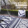 imageOLANLY Outdoor Rug Waterproof 6x9 ft Reversible Outdoor Plastic Straw Rug Boho Patio Rug Indoor Outdoor Carpet RV Mat Outside for Patio Camp Picnic Balcony Deck Backyard Black ampamp WhiteNavy Blue  White