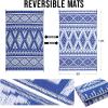 imageOLANLY Outdoor Rug Waterproof 6x9 ft Reversible Outdoor Plastic Straw Rug Boho Patio Rug Indoor Outdoor Carpet RV Mat Outside for Patio Camp Picnic Balcony Deck Backyard Black ampamp WhiteBlue  White