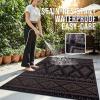 imageOLANLY Outdoor Rug Waterproof 6x9 ft Reversible Outdoor Plastic Straw Rug Boho Patio Rug Indoor Outdoor Carpet RV Mat Outside for Patio Camp Picnic Balcony Deck Backyard Black ampamp WhiteBlack  Brown