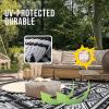 imageOLANLY Outdoor Rug Waterproof 6x9 ft Reversible Outdoor Plastic Straw Rug Boho Patio Rug Indoor Outdoor Carpet RV Mat Outside for Patio Camp Picnic Balcony Deck Backyard Black ampamp WhiteBlack  White