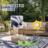 imageOLANLY Outdoor Rug Waterproof 6x9 ft Reversible Outdoor Plastic Straw Rug Boho Patio Rug Indoor Outdoor Carpet RV Mat Outside for Patio Camp Picnic Balcony Deck Backyard Black ampamp WhiteNavy Blue  White