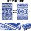 imageOLANLY Outdoor Rug Waterproof 6x9 ft Reversible Outdoor Plastic Straw Rug Boho Patio Rug Indoor Outdoor Carpet RV Mat Outside for Patio Camp Picnic Balcony Deck Backyard Black ampamp WhiteBlue  White