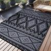 imageOLANLY Outdoor Rug Waterproof 6x9 ft Reversible Outdoor Plastic Straw Rug Boho Patio Rug Indoor Outdoor Carpet RV Mat Outside for Patio Camp Picnic Balcony Deck Backyard Black ampamp WhiteBlack  Grey