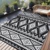 imageOLANLY Outdoor Rug Waterproof 6x9 ft Reversible Outdoor Plastic Straw Rug Boho Patio Rug Indoor Outdoor Carpet RV Mat Outside for Patio Camp Picnic Balcony Deck Backyard Black ampamp WhiteBlack  White