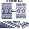imageOLANLY Outdoor Rug Waterproof 6x9 ft Reversible Outdoor Plastic Straw Rug Boho Patio Rug Indoor Outdoor Carpet RV Mat Outside for Patio Camp Picnic Balcony Deck Backyard Black ampamp WhiteNavy Blue  White