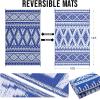 imageOLANLY Outdoor Rug Waterproof 6x9 ft Reversible Outdoor Plastic Straw Rug Boho Patio Rug Indoor Outdoor Carpet RV Mat Outside for Patio Camp Picnic Balcony Deck Backyard Black ampamp WhiteBlue  White