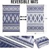 imageOLANLY Outdoor Rug Waterproof 6x9 ft Reversible Outdoor Plastic Straw Rug Boho Patio Rug Indoor Outdoor Carpet RV Mat Outside for Patio Camp Picnic Balcony Deck Backyard Black ampamp WhiteNavy Blue  White