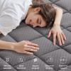 imageOLANLY Queen Quilted Fitted Mattress Pad  Soft Pillow Top Mattress Topper Down Alternative Fill Cooling Comfort Breathable Mattress Cover Machine Washable Deep Pocket Mattress Protector WhiteDark Grey