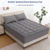 imageOLANLY Queen Quilted Fitted Mattress Pad  Soft Pillow Top Mattress Topper Down Alternative Fill Cooling Comfort Breathable Mattress Cover Machine Washable Deep Pocket Mattress Protector WhiteDark Grey