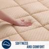 imageOLANLY Queen Quilted Fitted Mattress Pad  Soft Pillow Top Mattress Topper Down Alternative Fill Cooling Comfort Breathable Mattress Cover Machine Washable Deep Pocket Mattress Protector WhiteBeige