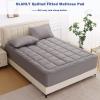 imageOLANLY Queen Quilted Fitted Mattress Pad  Soft Pillow Top Mattress Topper Down Alternative Fill Cooling Comfort Breathable Mattress Cover Machine Washable Deep Pocket Mattress Protector WhiteLight Grey