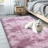 imageOLANLY Rainbow Round Rugs for Bedroom  Machine Washable 3x3 Feet Circle Area Rugs for Living Room Soft and Fluffy Shaggy Carpet for Teen Girls and Boys Nursery Rooms Dorms Home Decor AestheticDusty Pink Tiedye