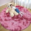 imageOLANLY Rainbow Round Rugs for Bedroom  Machine Washable 3x3 Feet Circle Area Rugs for Living Room Soft and Fluffy Shaggy Carpet for Teen Girls and Boys Nursery Rooms Dorms Home Decor AestheticPink Tiedye