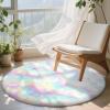 imageOLANLY Rainbow Round Rugs for Bedroom  Machine Washable 3x3 Feet Circle Area Rugs for Living Room Soft and Fluffy Shaggy Carpet for Teen Girls and Boys Nursery Rooms Dorms Home Decor AestheticRainbow