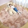 imageOLANLY Rainbow Round Rugs for Bedroom  Machine Washable 3x3 Feet Circle Area Rugs for Living Room Soft and Fluffy Shaggy Carpet for Teen Girls and Boys Nursery Rooms Dorms Home Decor AestheticBeige Tiedye