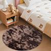 imageOLANLY Rainbow Round Rugs for Bedroom  Machine Washable 3x3 Feet Circle Area Rugs for Living Room Soft and Fluffy Shaggy Carpet for Teen Girls and Boys Nursery Rooms Dorms Home Decor AestheticCoffee Tiedye