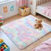 imageOLANLY Rainbow Round Rugs for Bedroom  Machine Washable 3x3 Feet Circle Area Rugs for Living Room Soft and Fluffy Shaggy Carpet for Teen Girls and Boys Nursery Rooms Dorms Home Decor AestheticRainbow