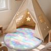 imageOLANLY Rainbow Round Rugs for Bedroom  Machine Washable 3x3 Feet Circle Area Rugs for Living Room Soft and Fluffy Shaggy Carpet for Teen Girls and Boys Nursery Rooms Dorms Home Decor AestheticRainbow