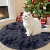 imageOLANLY Rainbow Round Rugs for Bedroom  Machine Washable 3x3 Feet Circle Area Rugs for Living Room Soft and Fluffy Shaggy Carpet for Teen Girls and Boys Nursery Rooms Dorms Home Decor AestheticDeep Grey Tiedye