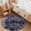 imageOLANLY Rainbow Round Rugs for Bedroom  Machine Washable 3x3 Feet Circle Area Rugs for Living Room Soft and Fluffy Shaggy Carpet for Teen Girls and Boys Nursery Rooms Dorms Home Decor AestheticLight Grey Tiedye