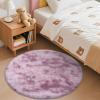 imageOLANLY Rainbow Round Rugs for Bedroom  Machine Washable 3x3 Feet Circle Area Rugs for Living Room Soft and Fluffy Shaggy Carpet for Teen Girls and Boys Nursery Rooms Dorms Home Decor AestheticDusty Pink Tiedye