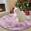 imageOLANLY Rainbow Round Rugs for Bedroom  Machine Washable 3x3 Feet Circle Area Rugs for Living Room Soft and Fluffy Shaggy Carpet for Teen Girls and Boys Nursery Rooms Dorms Home Decor AestheticDusty Pink Tiedye
